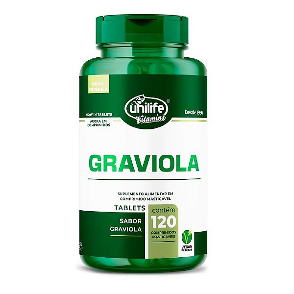 Suplemento Alimentar Graviola Unilife Sabor Graviola 120 Comprimidos Mastigáveis