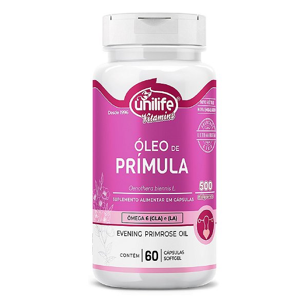Suplemento Alimentar Óleo de Prímula Unilife 500ml 60 Cápsulas