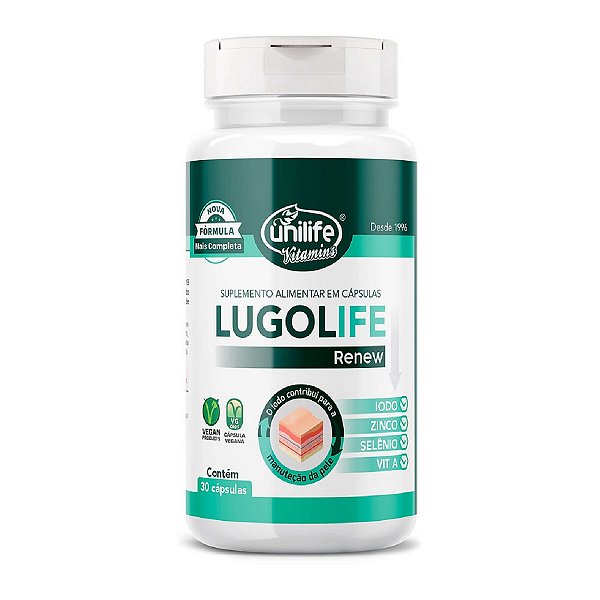 Suplemento Alimentar Lugolife Renew 500mg Unilife 30 Cápsulas