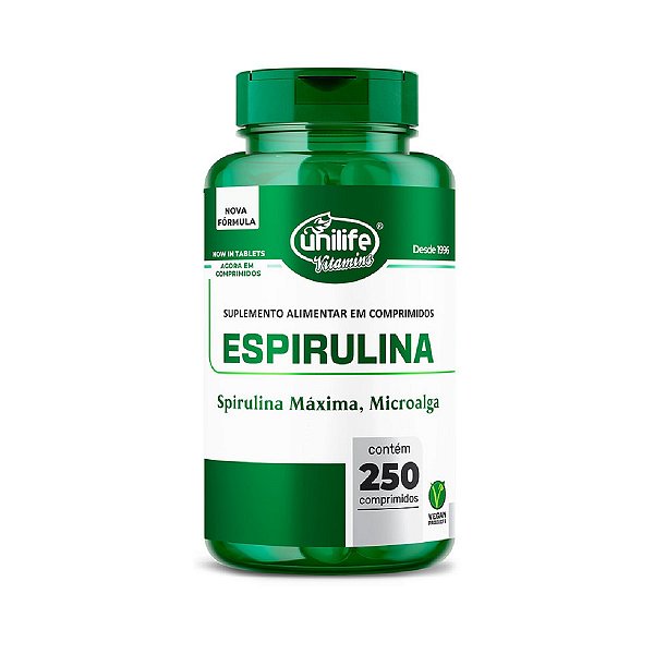 Suplemento Alimentar Espirulife Espirulina Unilife 1000mg 250 Comprimidos