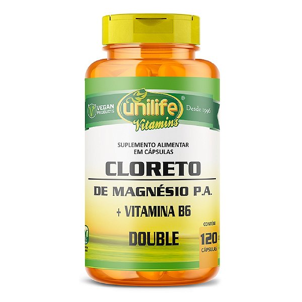 Suplemento Alimentar Cloreto de Magnésio P.A. Double + Vitamina B6 Unilife 810mg 120 Cápsulas