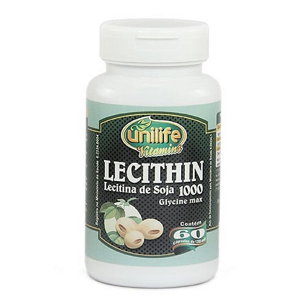 Suplemento Alimentar Lecithin Lecitina de Soja 1000mg Unilife 60 Cápsulas