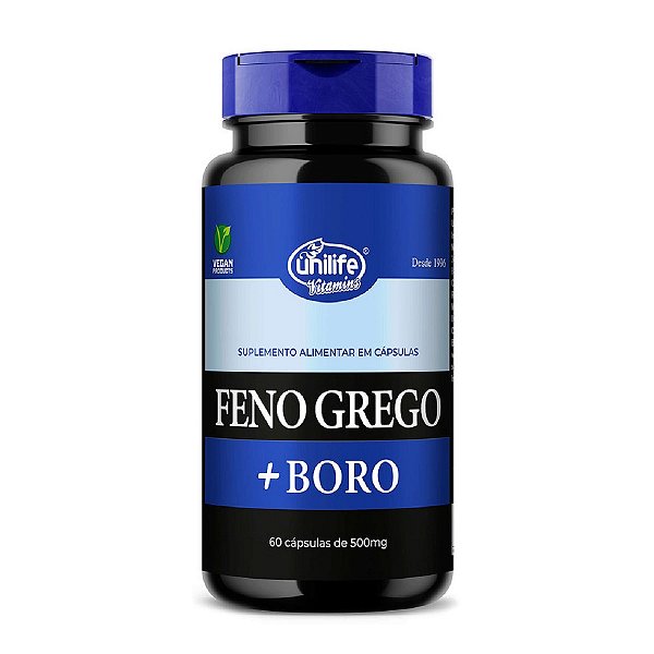 Suplemento Alimentar Feno Grego + Boro 500mg Unilife 60 Cápsulas
