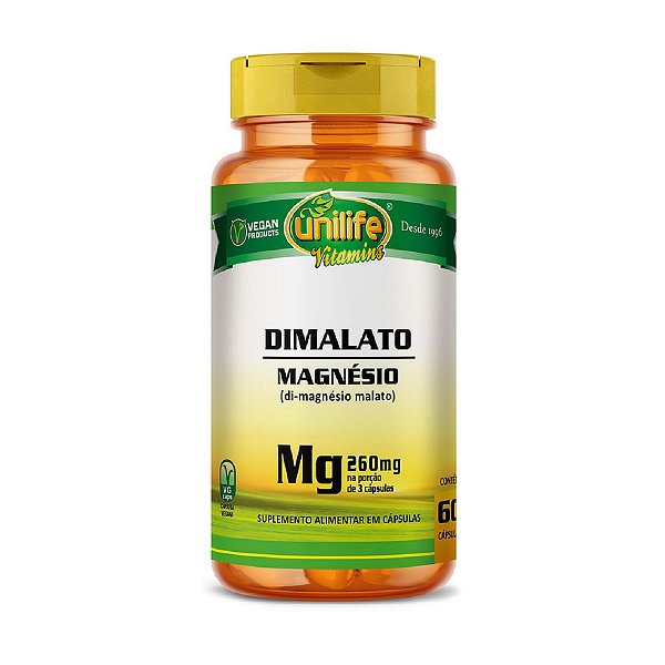 Suplemento Alimentar Magnésio Dimalato 260mg Unilife 60 Cápsulas