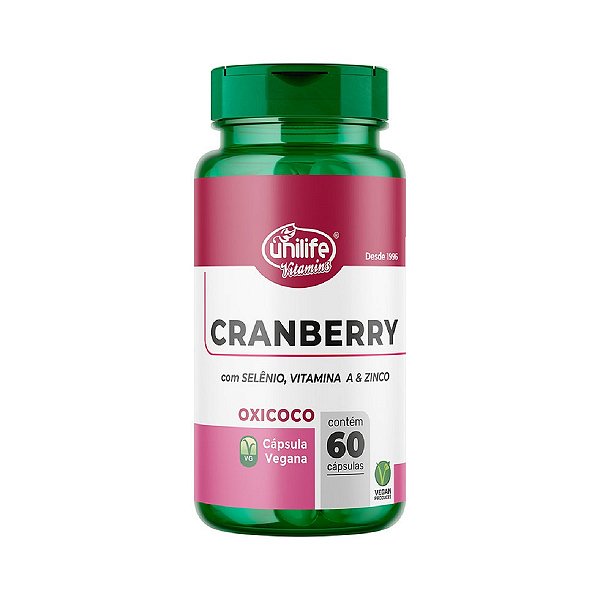 Suplemeto Alimentar Cranberry 500mg Sabor OxiCoco Unilife 60 Cápsulas