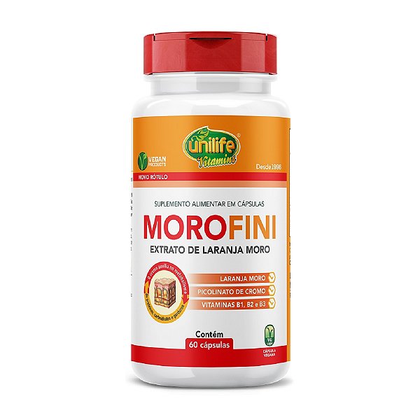 Suplemento Morofini Laranja Moro + Associações 500mg Unilife 60 Cápsulas