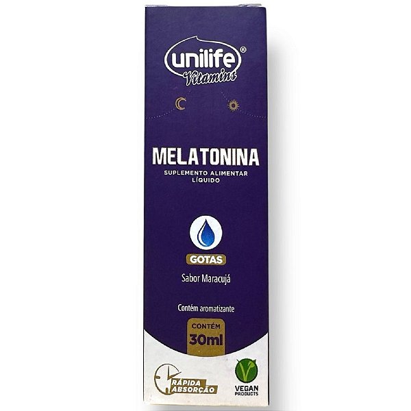 Suplemento Alimentar Melatonina Líquido em Gotas Sabor Maracujá Unilife 30ml