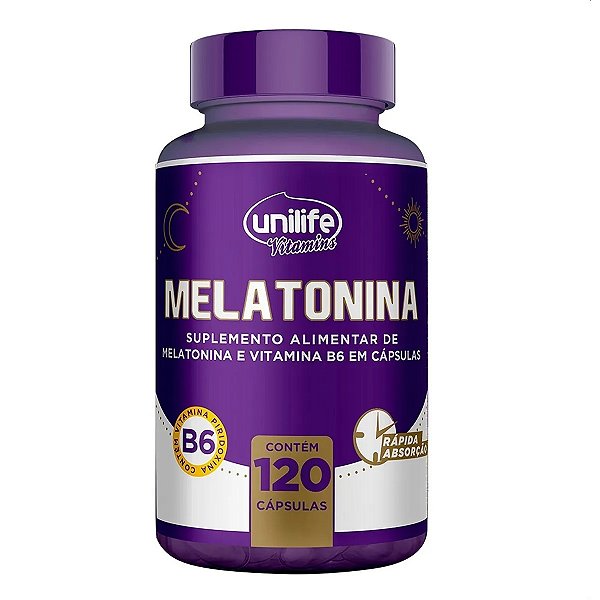 Suplemento Alimentar Melatonina Com Vitamina B6 350mg Unilife 120 Cápsulas
