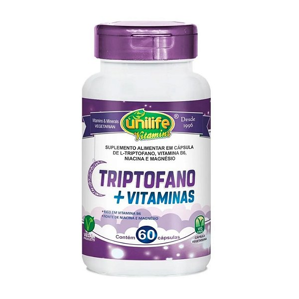 Suplemento Alimentar Triptofano + Vitaminas 400mg Unilife 60 Cápsulas