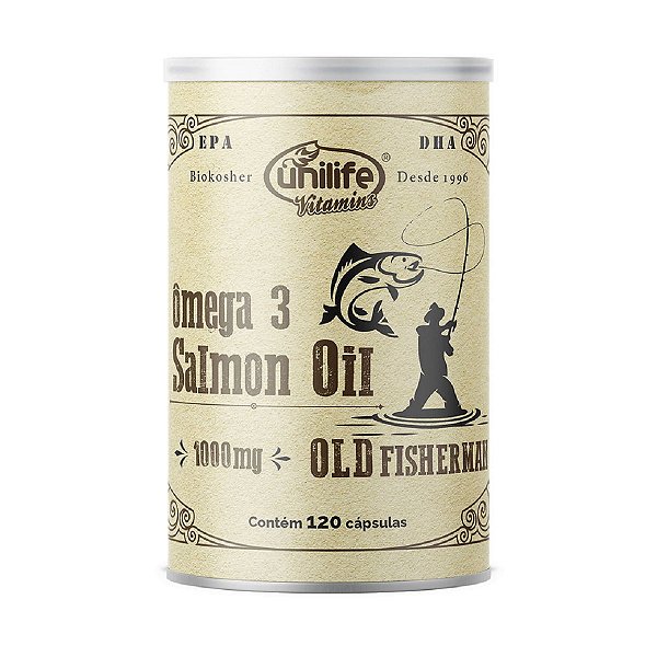 Suplemento Ômega 3 Old Fisherman Óleo de Salmão 1000mg Unilife 120 Cápsulas