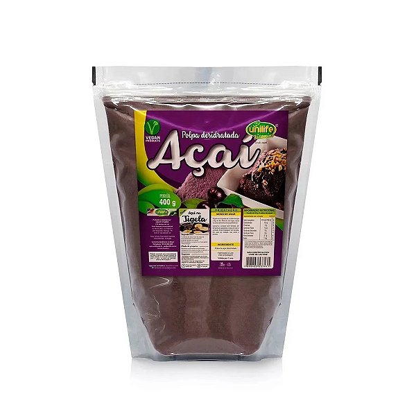 Suplemento Polpa De Açai Desidratada Pacote em Pó Unilife 400g