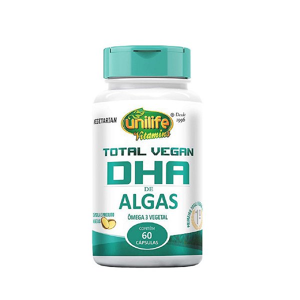 Suplemento Ômega 3 Total Vegan DHA de Algas Unilife 700mg 60 Cápsulas