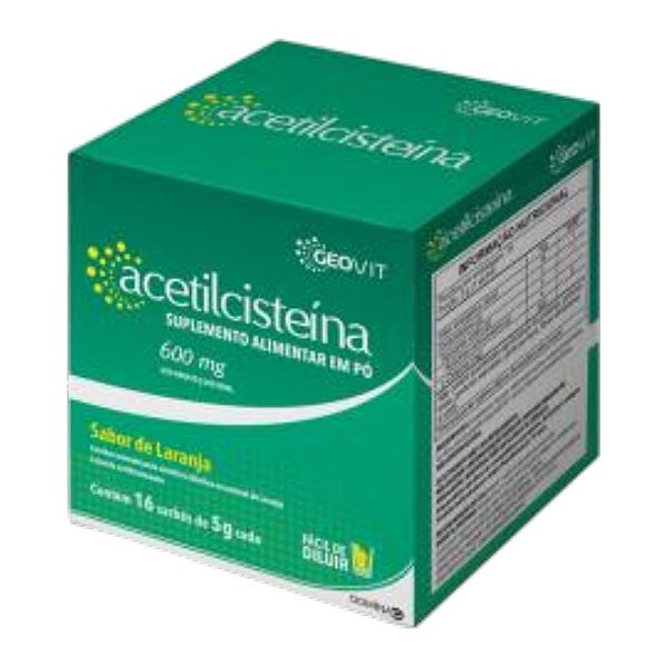 Suplemento Alimentar Acetilcisteína 600mg Sabor Laranja 16 Sachês De 5g Cada