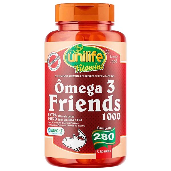 Suplemento Alimentar Ômega 3 Friends Unilife 280 Cápsulas