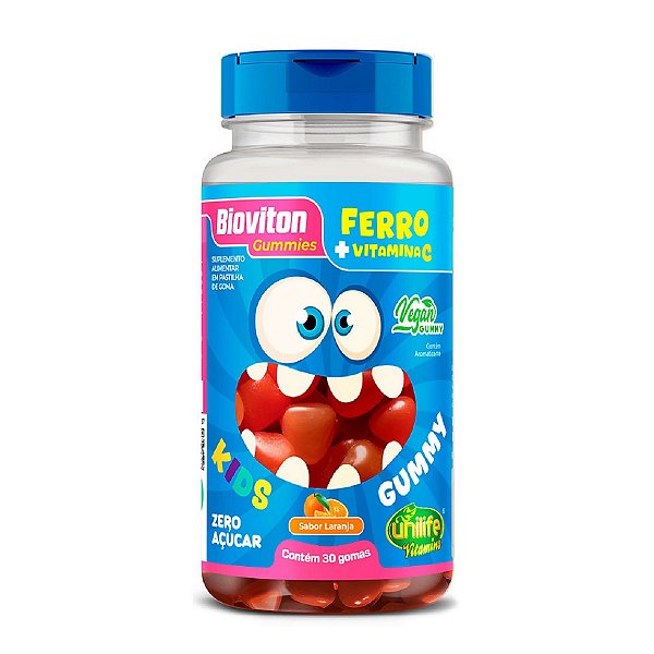 Suplemento Bioviton Gummies Ferro + Vit C Kids Sabor Laranja Unilife 30 Gomas Mástigaveis