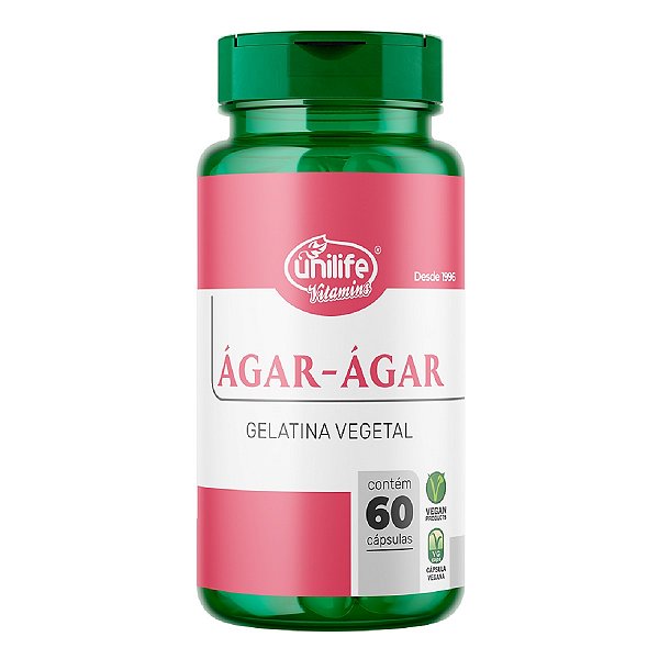 Suplemento Alimentar Ágar-Ágar Gelatina Vegetal Unilife 60 Cápsulas