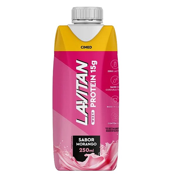 Lavitan Whey Protein 15g Sabor Morango 250ml