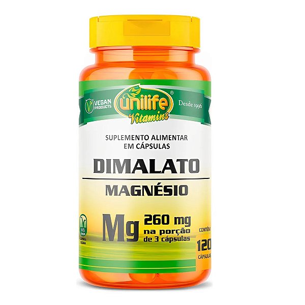 Suplemento Alimentar Magnésio Dimalato 810mg Unilife 120 Cápsulas