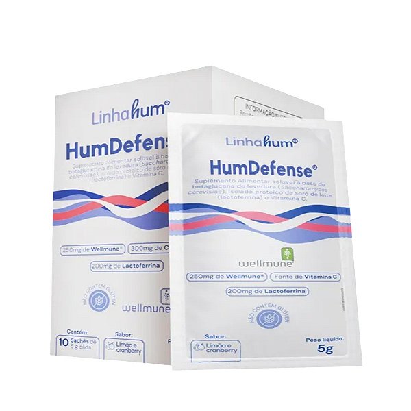 Suplemento Alimentar HumDefense LinhaHum Sabor Limão E Cranberry 10 Sachês De 5g Cada