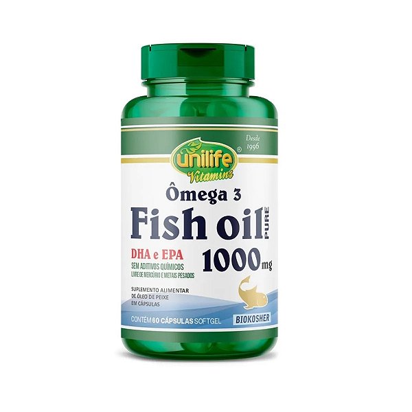 Suplemento Alimentar Ômega 3 Fish Oil Pure 1000mg Unilife 60 Cápsulas