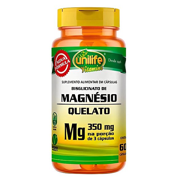 Suplemento Bisglicinato de Magnésio Quelato 960mg Unilife 60 Cápsulas