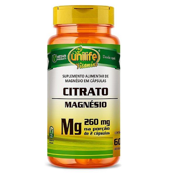 Suplemento Alimentar Citrato-Magnésio 990mg Unilife 60 Cápsulas