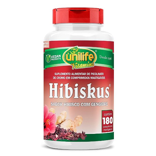 Suplemento Alimentar Hibiskus Sabor Hibisco Com Gengibre 180 Comprimidos