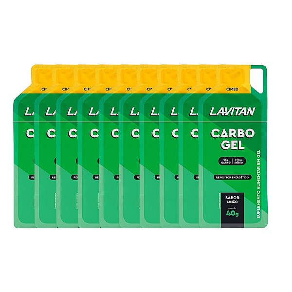 Suplemento Lavitan Carbo Gel Cimed Sabor Limão Caixa Com 10 Sachês De 40g