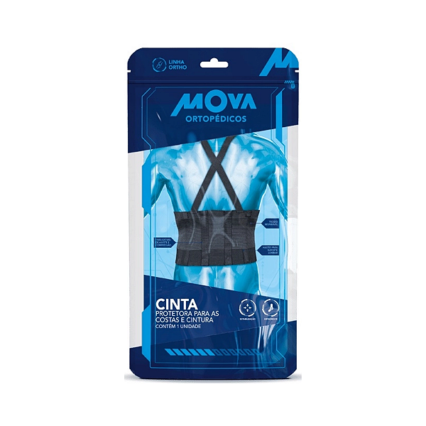 Cinta Protetora Para As Costas E Cintura Mova Ortopédicos Tamanho G Cor Preto