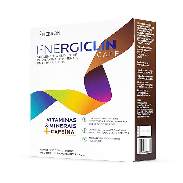 Suplemento Alimentar Polivitamínico Energiclin Caff Hebron 30 Comprimidos