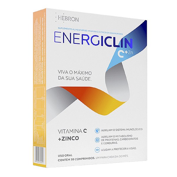 Suplemento Alimentar Energiclin Vitamina C+Zinco Hebron 30 Comprimidos