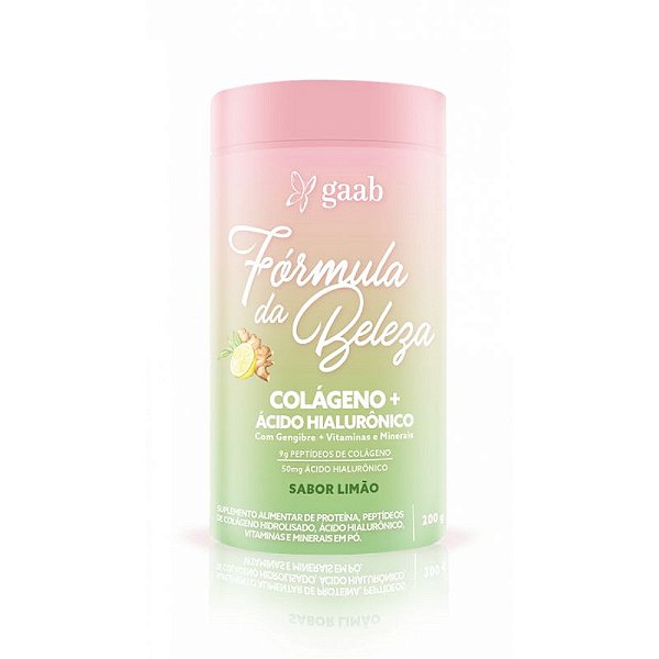 Suplemento Em Pó Fórmula Da Beleza Colágeno+Ácido Hialurônico Gaab Sabor Limão e Gengibre 200g