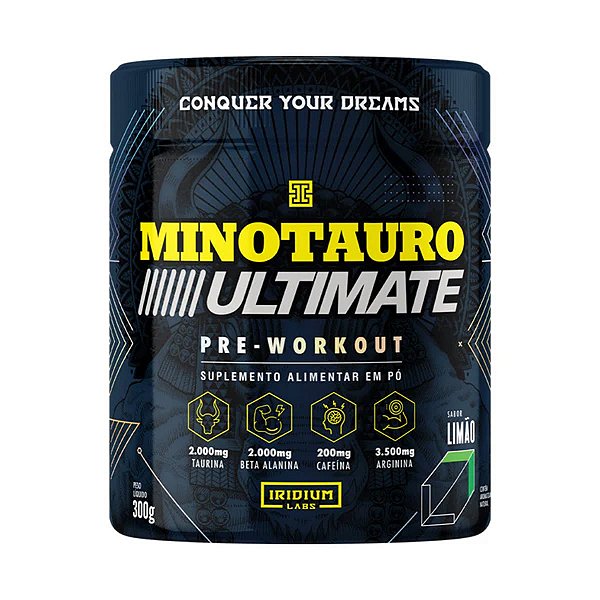 Suplemento Alimentar em Pó Pré-treino Minotauro Ultimate Sabor Limão Iridium Labs 300g