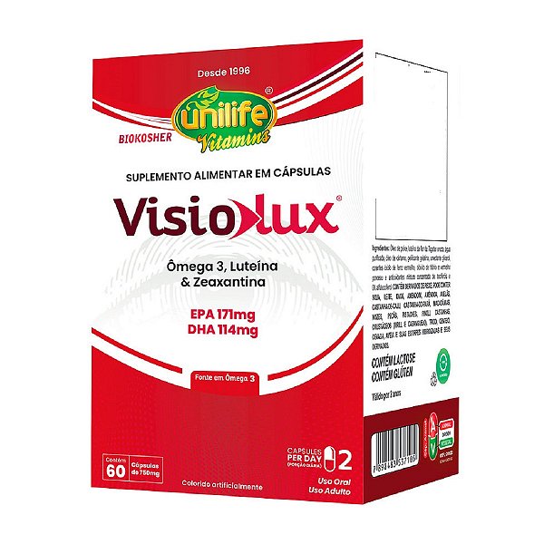 Suplemento Alimentar Visiolux 750mg Unilife 60 Cápsulas