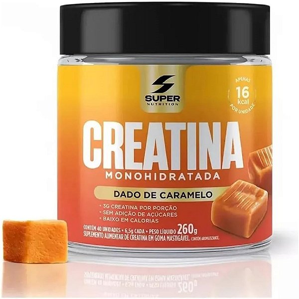 Suplemento Creatina Monohidratada Super Nutrition Dado De Caramelo Sabor Caramelo 40 Gomas Mastigáveis