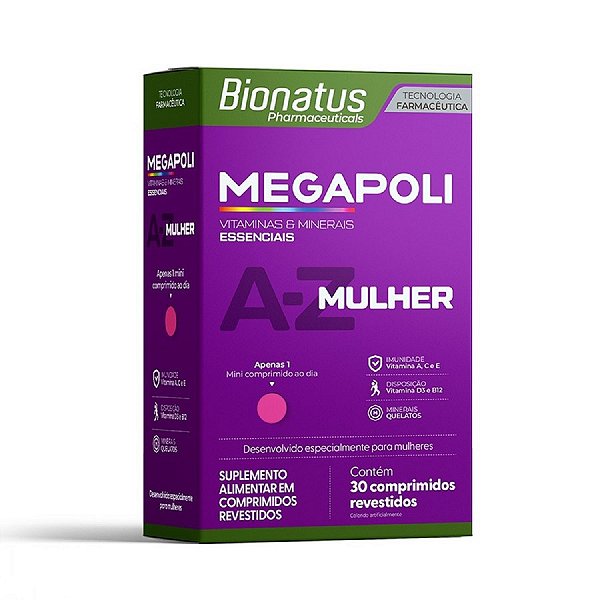 Suplemento Alimentar A-Z Mulher Megapoli Bionatus 30 Comprimidos Revestidos