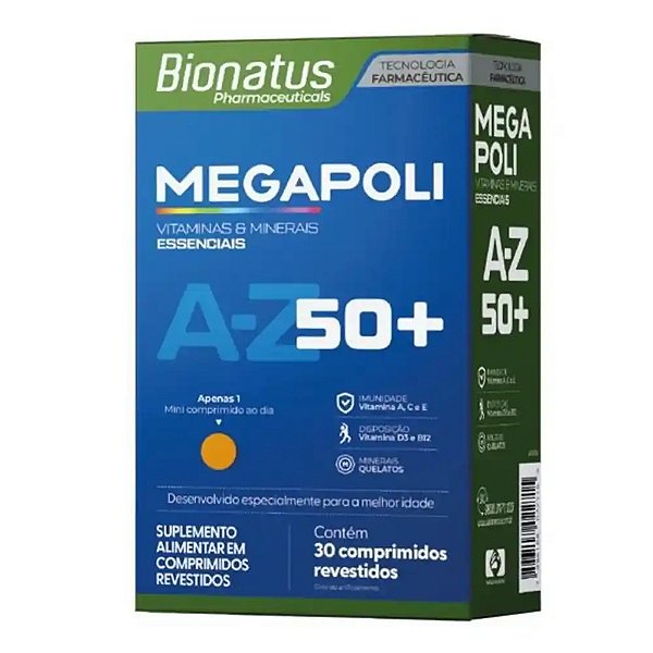 Suplemento Alimentar Megapoli A-Z 50+ Bionatus 30 Comprimidos Revestidos
