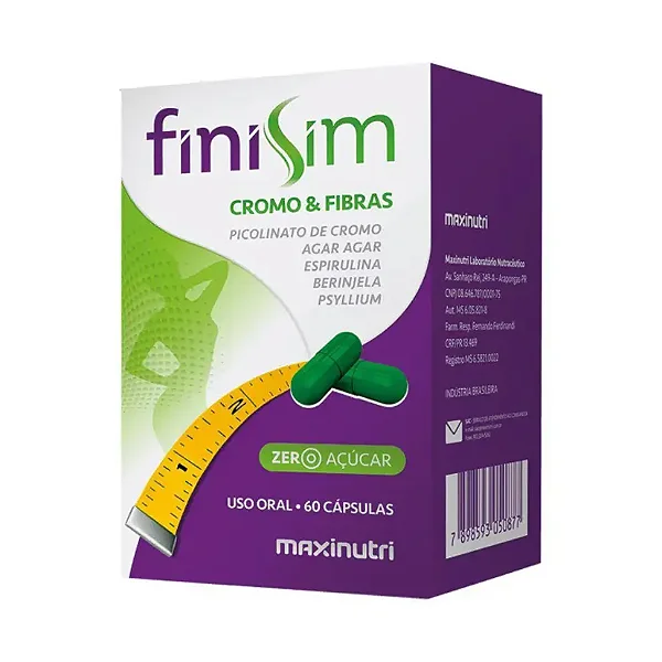 Suplemento Alimentar Finisim Cromo Fibras 60 Cápsulas