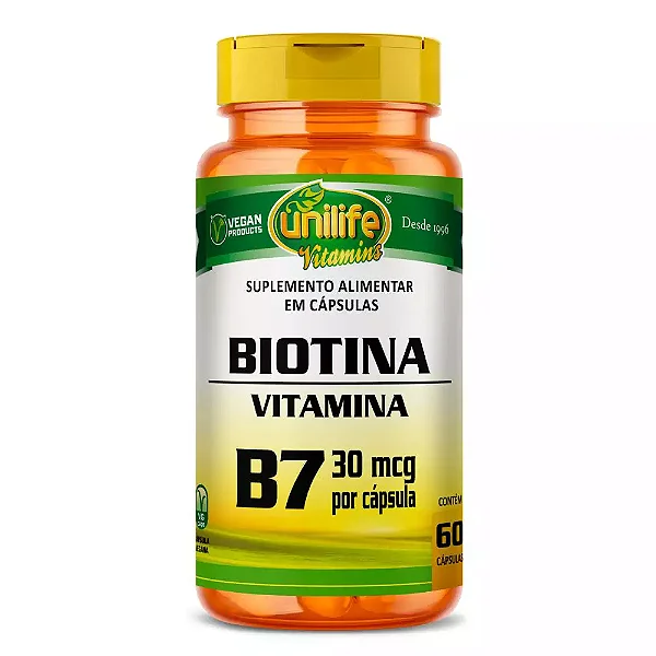 Suplemento Alimentar Biotina Vitamina B7 Unilife 60 Cápsulas