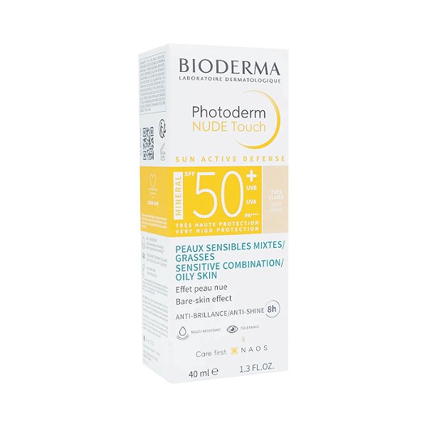 Protetor Solar Facial Bioderma Photoderm Nude Touch FPS50+ Tom Muito Claro 40ml