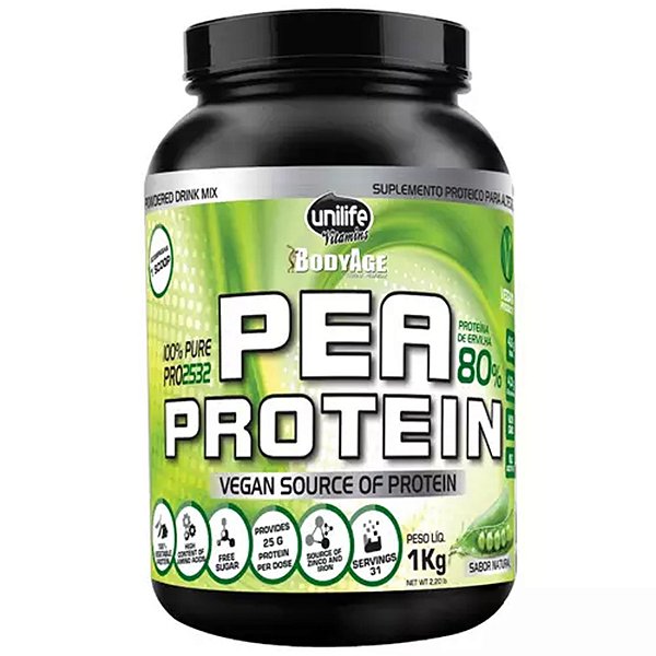 Suplemento Alimentar Em Pó Pea Protein Proteína Vegetal De Ervilha Sabor Natural Unilife 1 kg