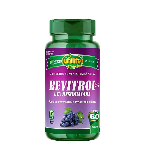 Suplemento Alimentar Revitrol Uva Desidratada Unilife 60 Cápsulas
