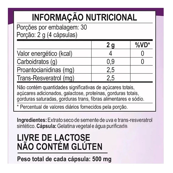 Suplemento Alimentar Revitrol Uva Desidratada Unilife 60 Cápsulas