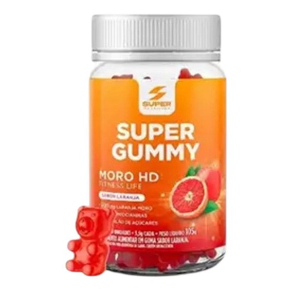 Suplemento Alimentar Super Gummy Moro HD Sabor Laranja Super Nutrition 30 gomas