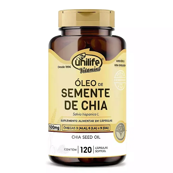 Suplemento Alimentar Óleo De Semente De Chia Unilife 120 Cápsulas