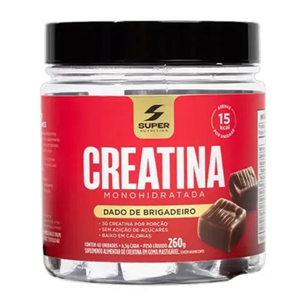 Suplemento Alimentar Creatina Monohidratada Sabor Dado de Brigadeiro Super Nutrition 40 Gomas