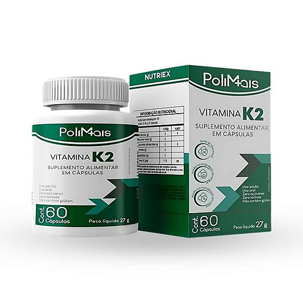 Suplemento Alimentar Vitamina K2 PoliMais 60 Cápsulas