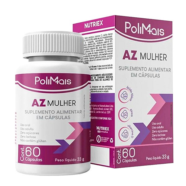 Suplemento Alimentar AZ Mulher PoliMais 60 Cápsulas