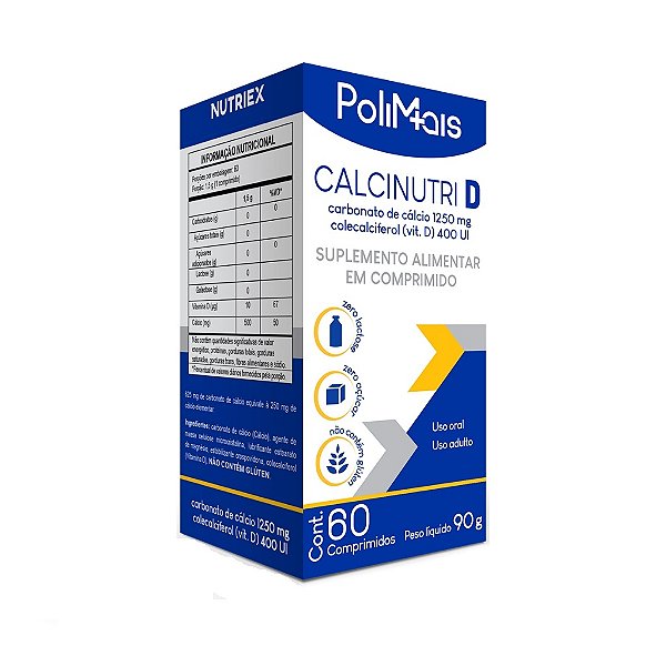 Suplemento Alimentar Calcinutri D PoliMais 60 Comprimidos
