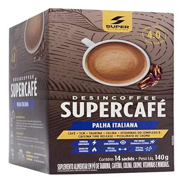 Suplemento Alimentar em Pó Desincoffee Supercafé Sabor Palha Italiana 14 Sachês